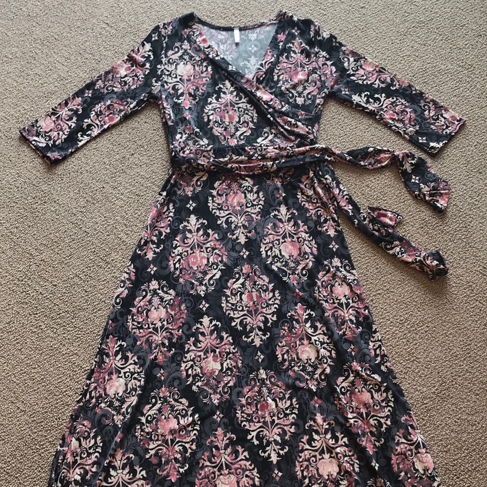 PinkBlush | Maternity faux wrap maxi dress